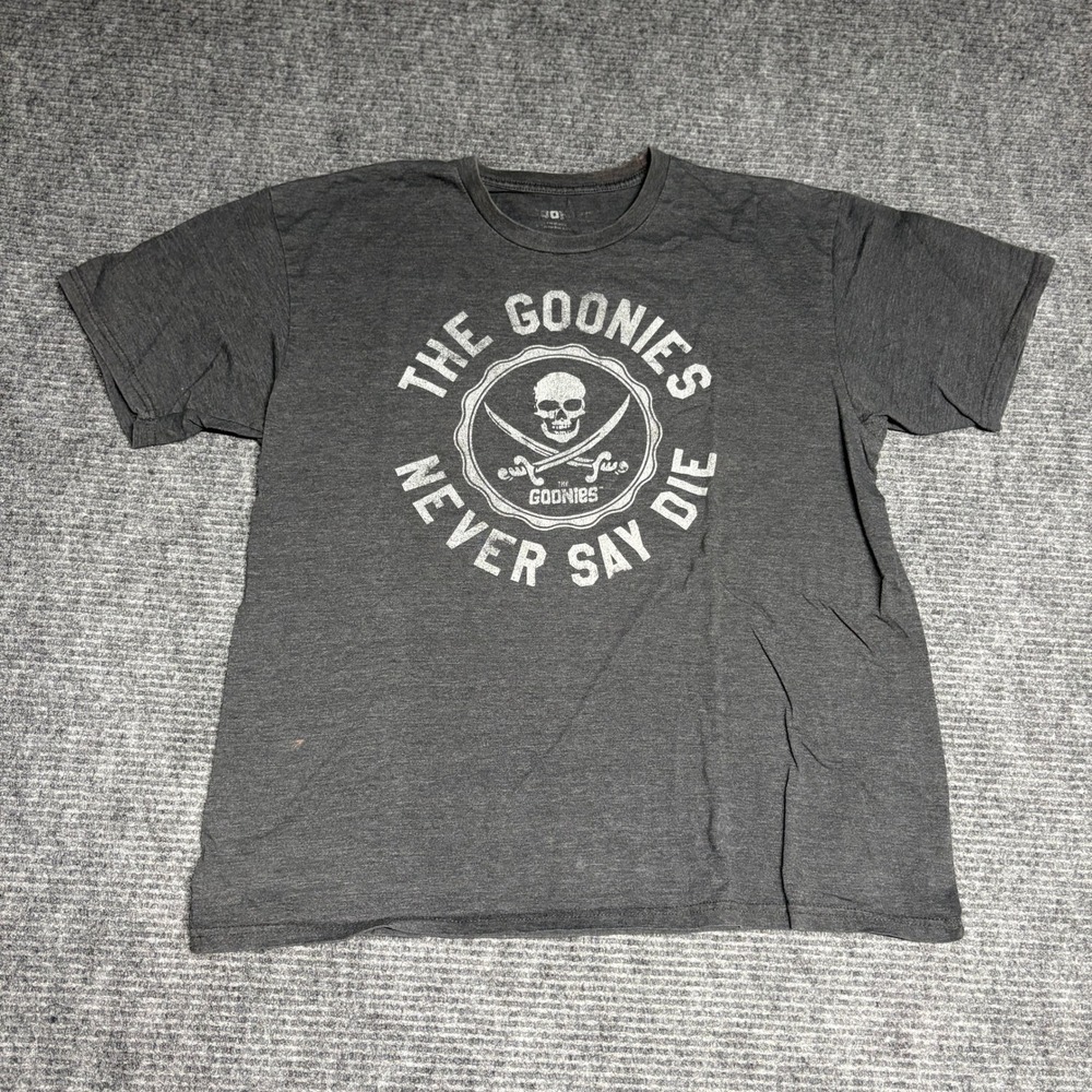 The Goonies Never Say Die Skull Graphic‎ T Shirt Men's Charcoal Gray